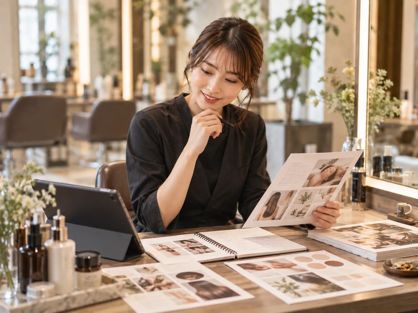 美容室でセットメニューとサービス内容を設計する様子